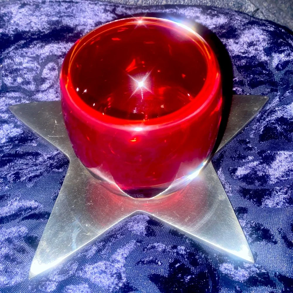Crate & Barrel Diva Ruby Red Crystal Candle Votives Set of 2 Made in Poland